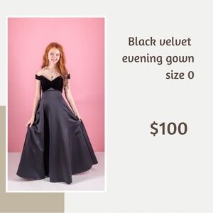 Black velvet evening gown